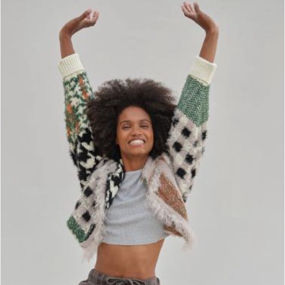 Urban Outfitters Neve Houndstooth Pattern Patchwork Cardigan - Picture 7 of 7